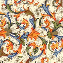 Orange and Blue Florentine Scrolls Italian Print Paper ~ Carta Fiorentina Italy
